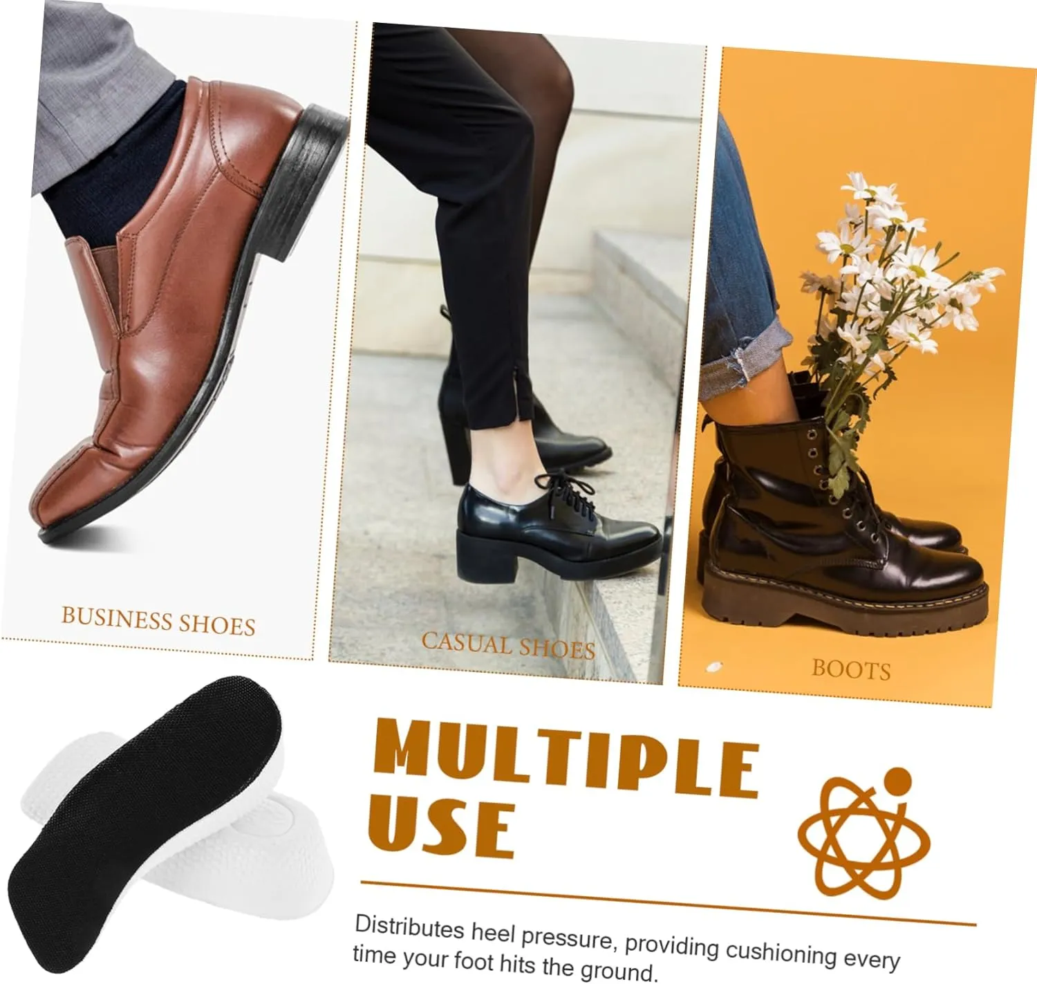 1 Pair Invisible Height Increase Insoles Comfortable Heel Lift Inserts for Men Women Thick Flexible Lightweight Shoe Cushions Suitable for Sneakers Boots Dress Shoes