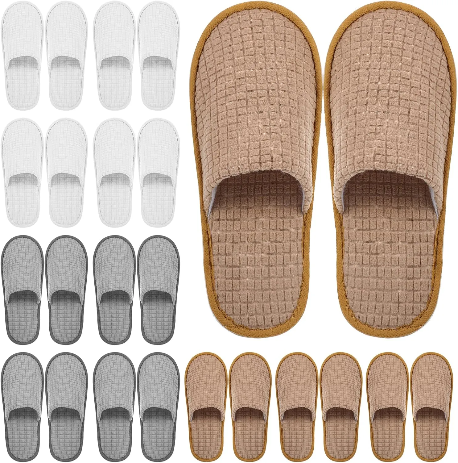 12 Pairs Spa Slippers Non Slip Disposable Closed Toe Slippers Washable Reusable Coral Fleece Home Slippers for Women Men Guests Hotels Travel Salon Bathroom Party Traveling