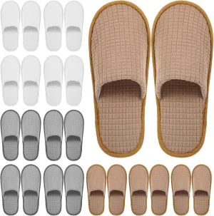 12 Pairs Spa Slippers Non Slip Disposable Closed Toe Slippers Washable Reusable Coral Fleece Home Slippers for Women Men Guests Hotels Travel Salon Bathroom Party Traveling