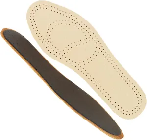 2 Pair Breathable Leather Insoles Cowhide Sports Shoe Pads Size 45-46 White