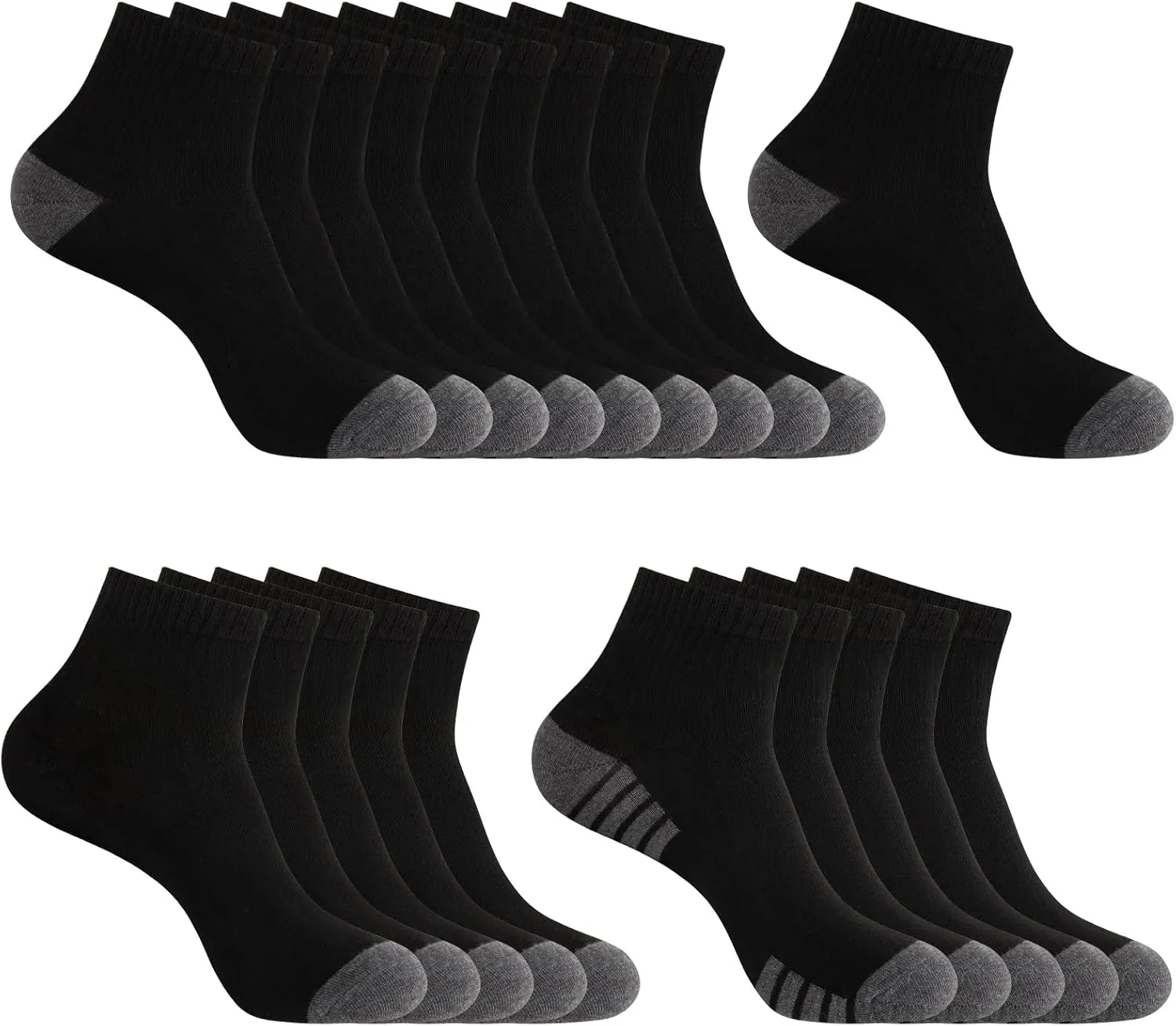 20 Pack 3 Styles Men's/Women's Ankle Socks Bulk - Breathable Thin Athletic Casual Socks, Fits Shoe Size 8-12