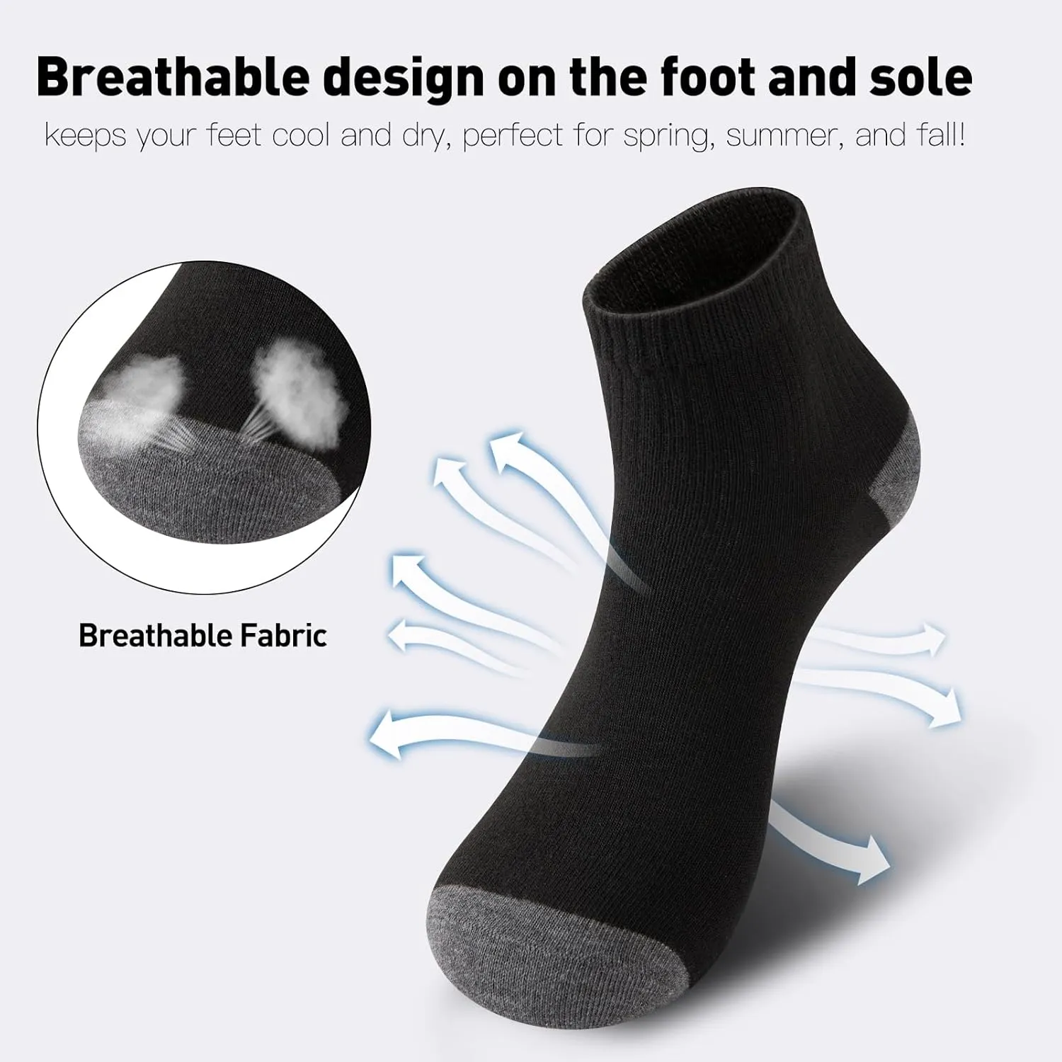20 Pack 3 Styles Men's/Women's Ankle Socks Bulk - Breathable Thin Athletic Casual Socks, Fits Shoe Size 8-12