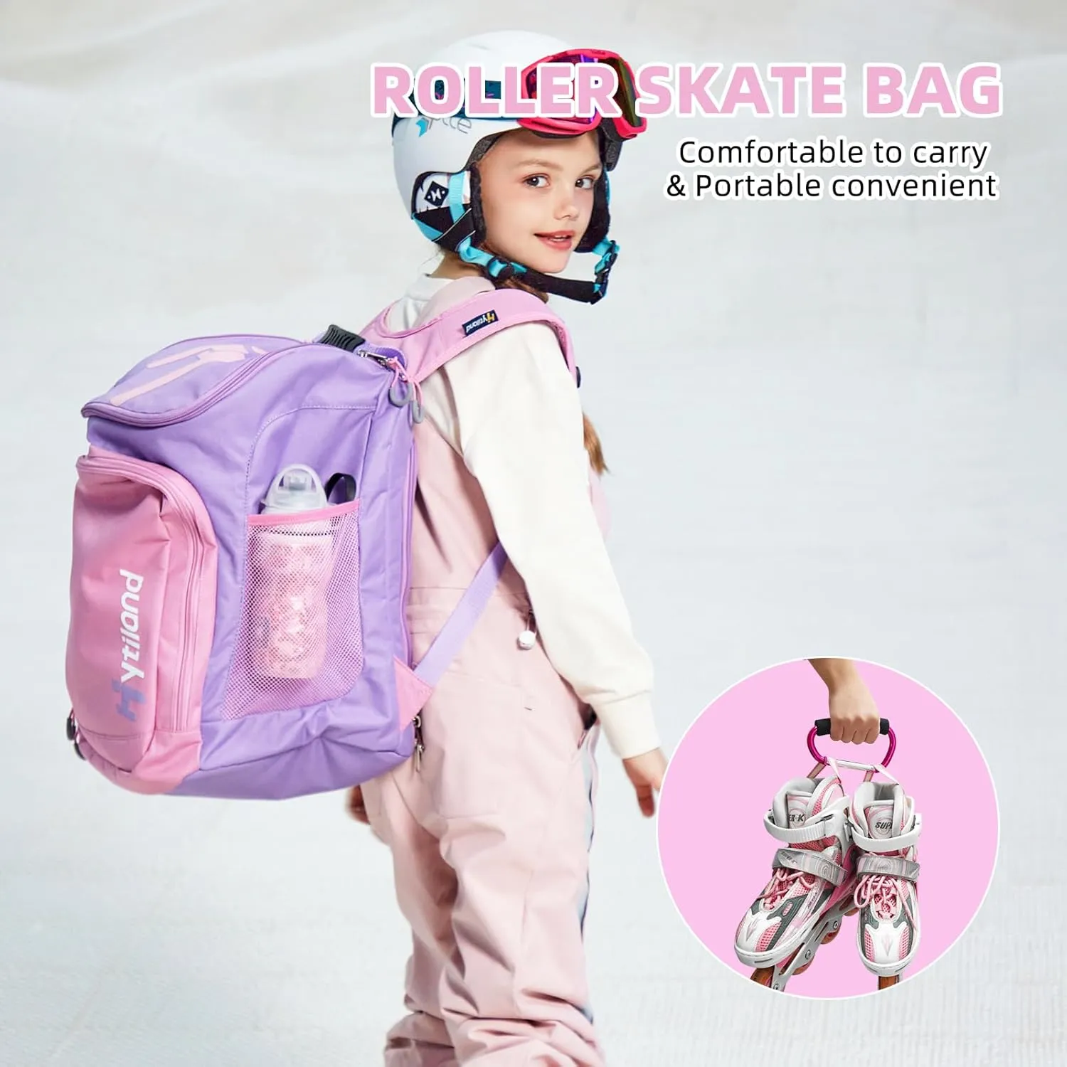 3 Pcs Roller Skate Bag Internal waterproof Ice Skate Bag roller skate backpack with Multi-Pockets Skate Bag Fits to US women and man Skateing Accessory with Covers Towel Locking Carabiner