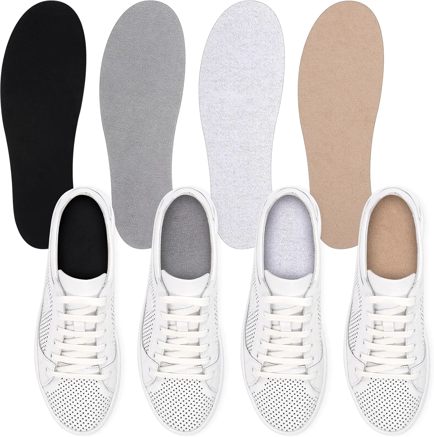 4 Pairs No Show Socks, Breathable Shoe Liner Anti Slip Barefoot Insert, No Stinking Shoe Liner for Men Women
