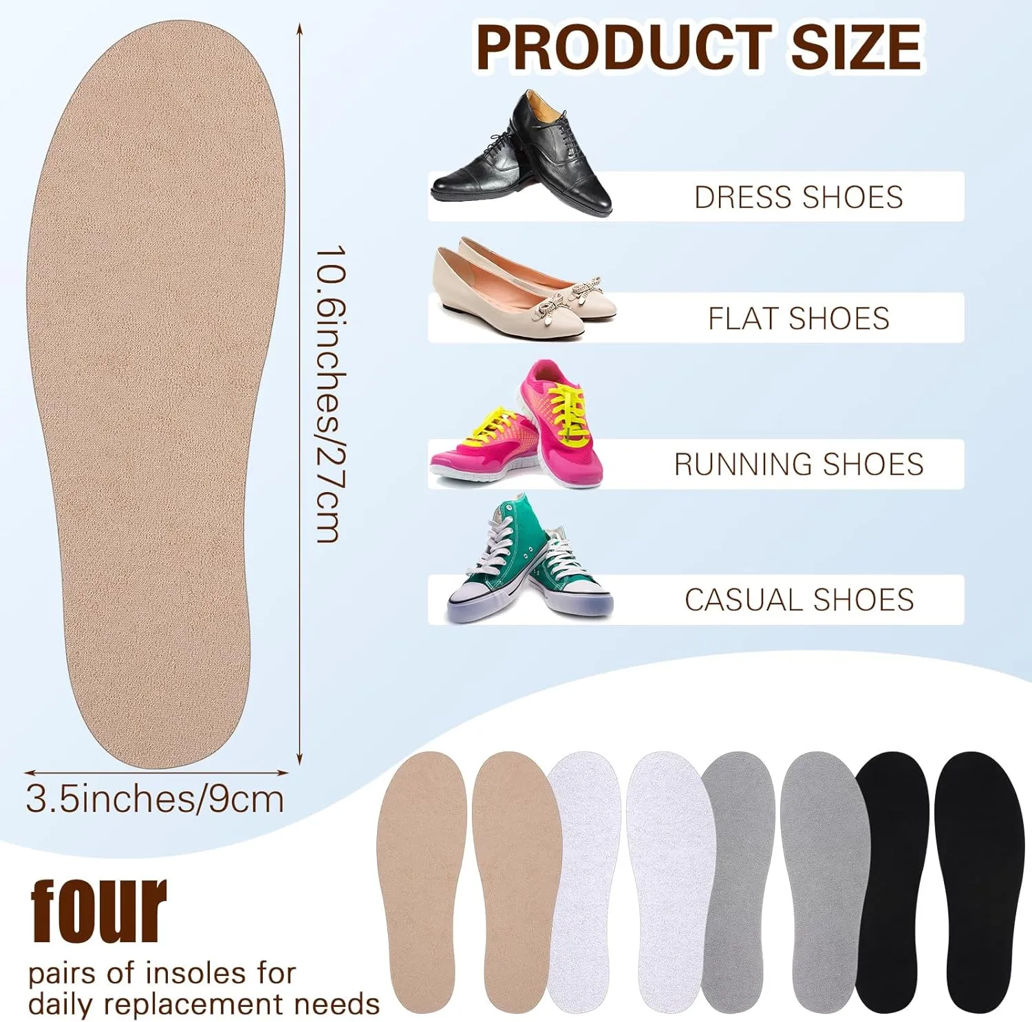 4 Pairs No Show Socks, Breathable Shoe Liner Anti Slip Barefoot Insert, No Stinking Shoe Liner for Men Women