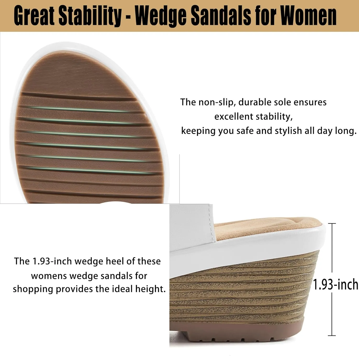 Ablanczoom Wedge Sandals for Women Dressy: Comfortable Elastic Ankle Strap Summer Causal Walking Low Platform Sandal