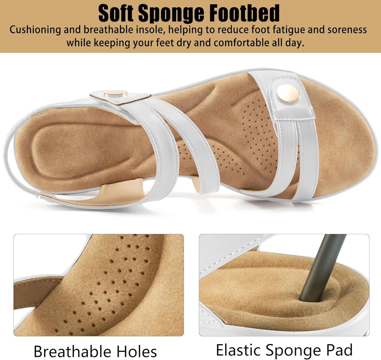 Ablanczoom Wedge Sandals for Women Dressy: Comfortable Elastic Ankle Strap Summer Causal Walking Low Platform Sandal