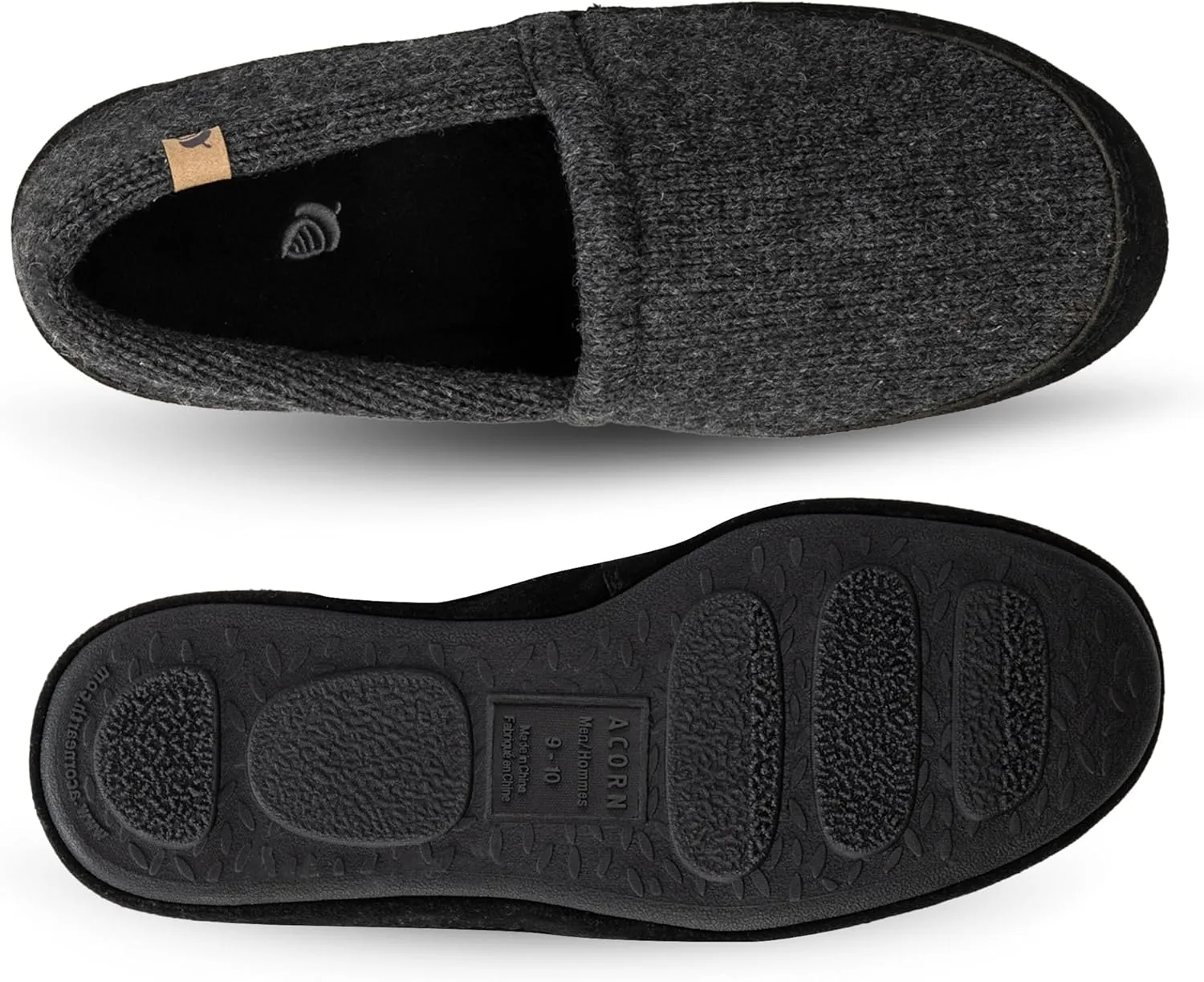 Acorn Men's Slippers with Memory Foam Insole Suede Sidewall and Rubber Outsole