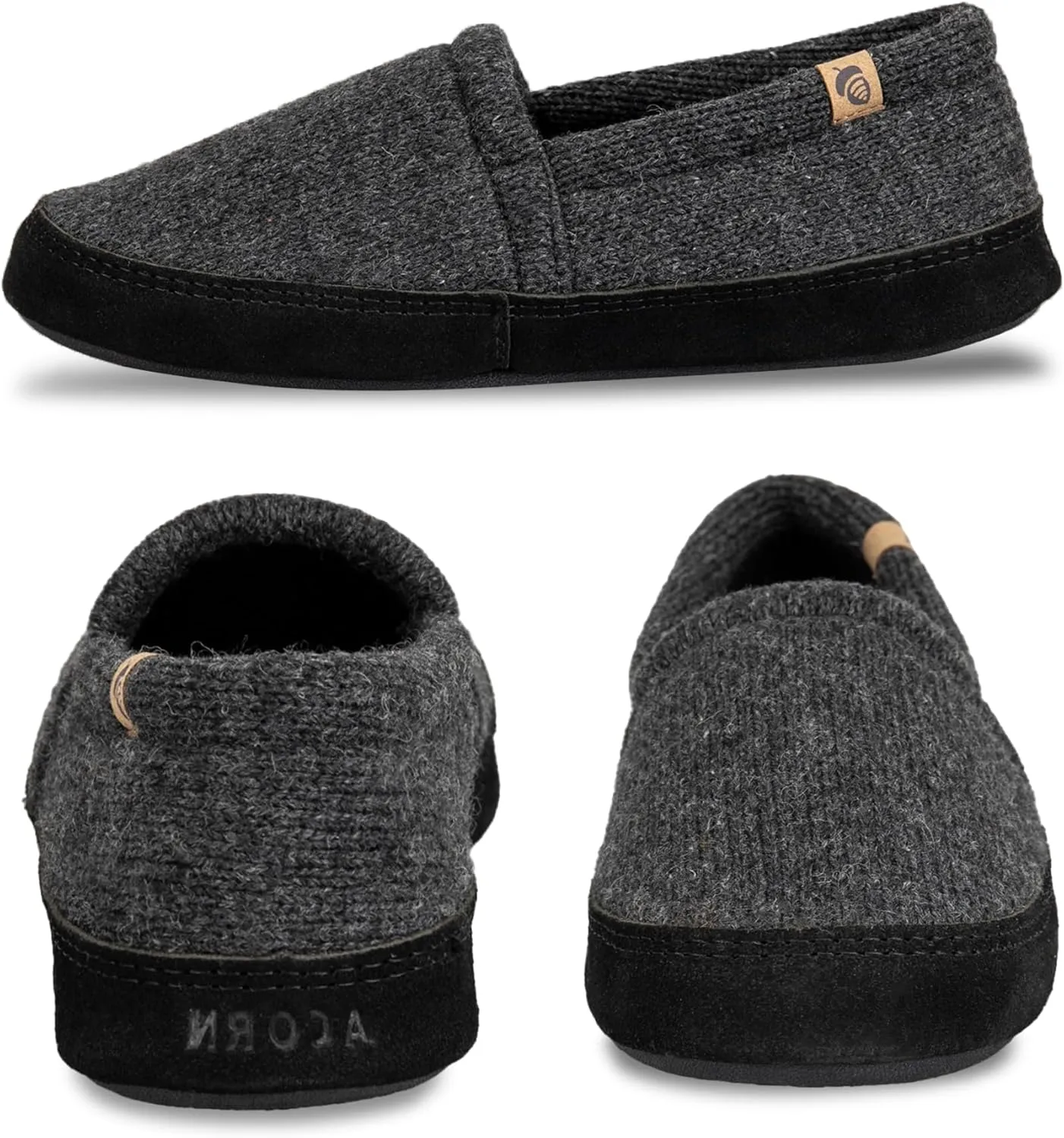 Acorn Men's Slippers with Memory Foam Insole Suede Sidewall and Rubber Outsole