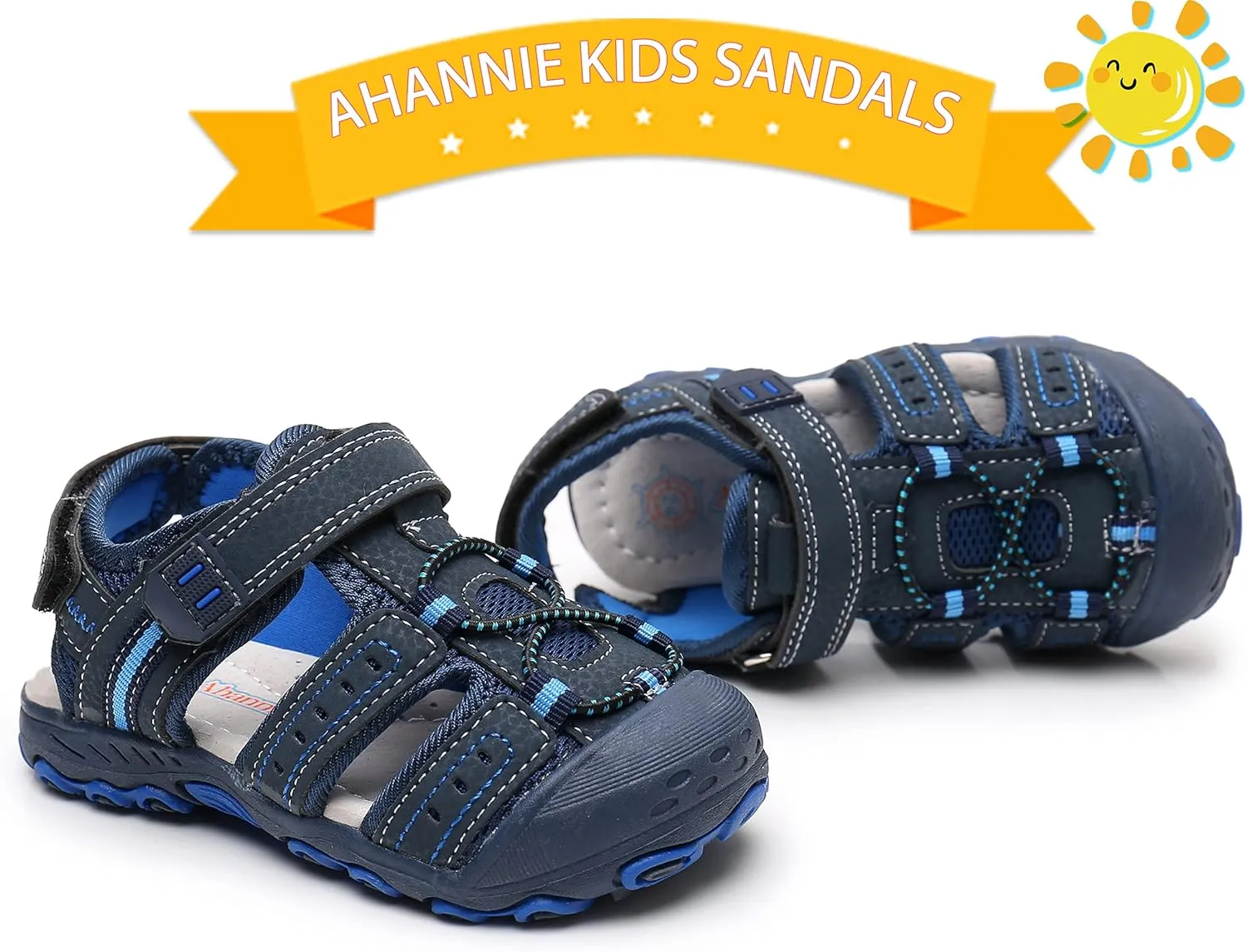 Ahannie Boys Girls Outdoor Sport Sandals,Kids Closed Toe Beach Sandals, Toddler Summer Shoes
