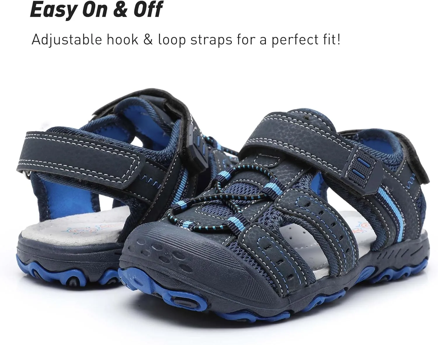 Ahannie Boys Girls Outdoor Sport Sandals,Kids Closed Toe Beach Sandals, Toddler Summer Shoes