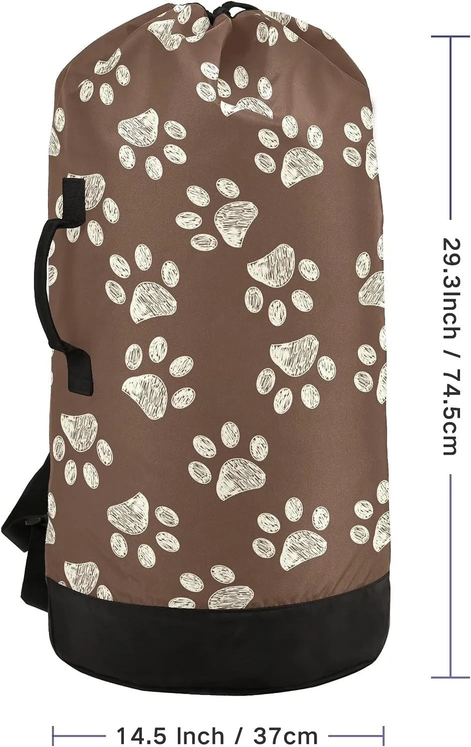 ALAZA Paw Brown Laundry Bag Backpack Clothes Hamper Bag with Adjustable Shoulder Straps Drawstring Closure for Home Apartment College Dorm Travel