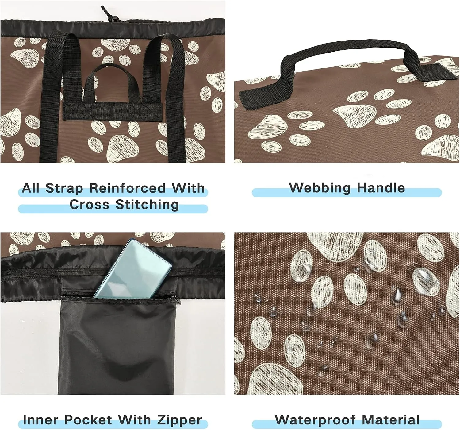 ALAZA Paw Brown Laundry Bag Backpack Clothes Hamper Bag with Adjustable Shoulder Straps Drawstring Closure for Home Apartment College Dorm Travel