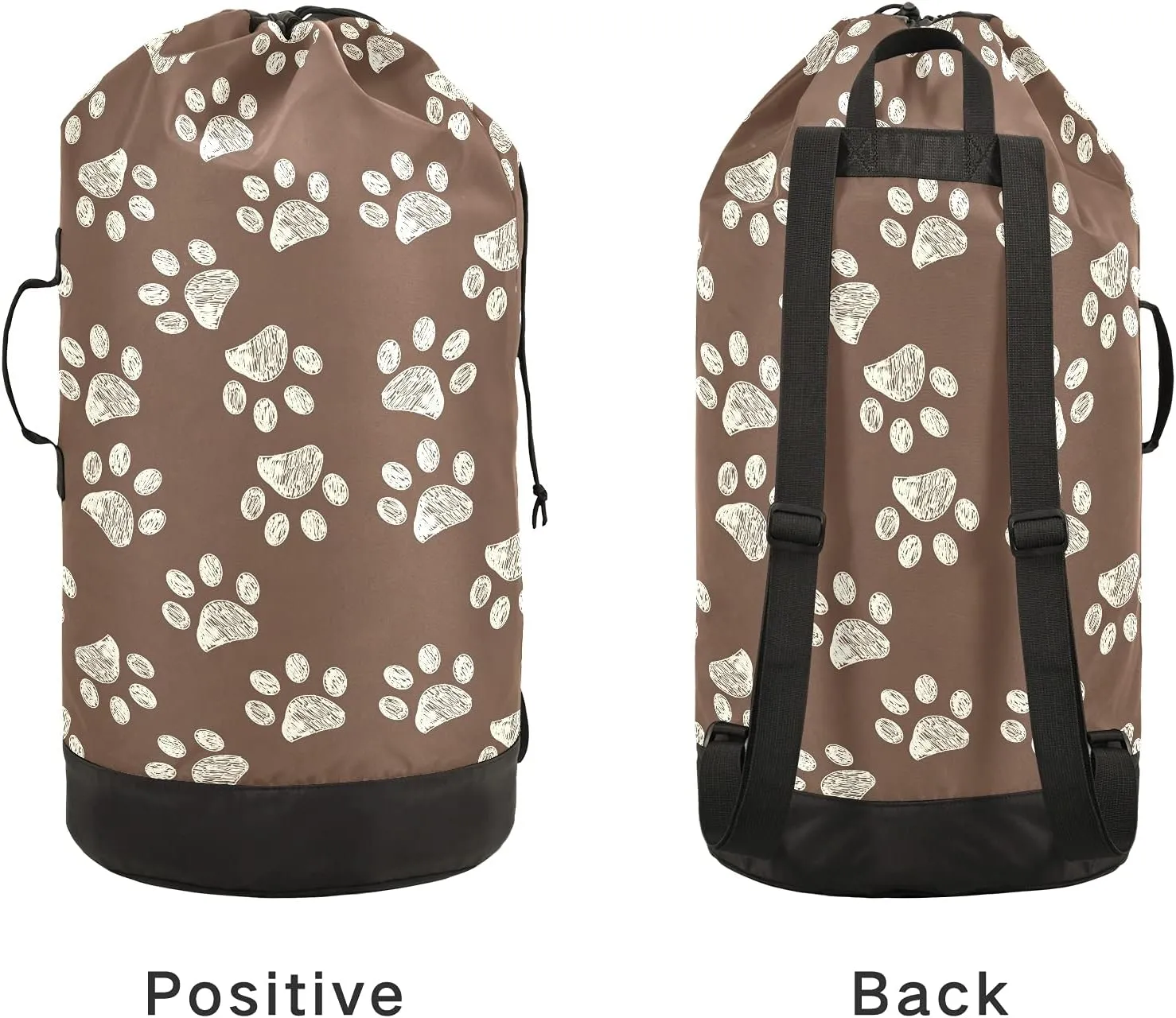 ALAZA Paw Brown Laundry Bag Backpack Clothes Hamper Bag with Adjustable Shoulder Straps Drawstring Closure for Home Apartment College Dorm Travel