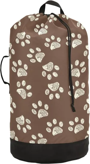 ALAZA Paw Brown Laundry Bag Backpack Clothes Hamper Bag with Adjustable Shoulder Straps Drawstring Closure for Home Apartment College Dorm Travel