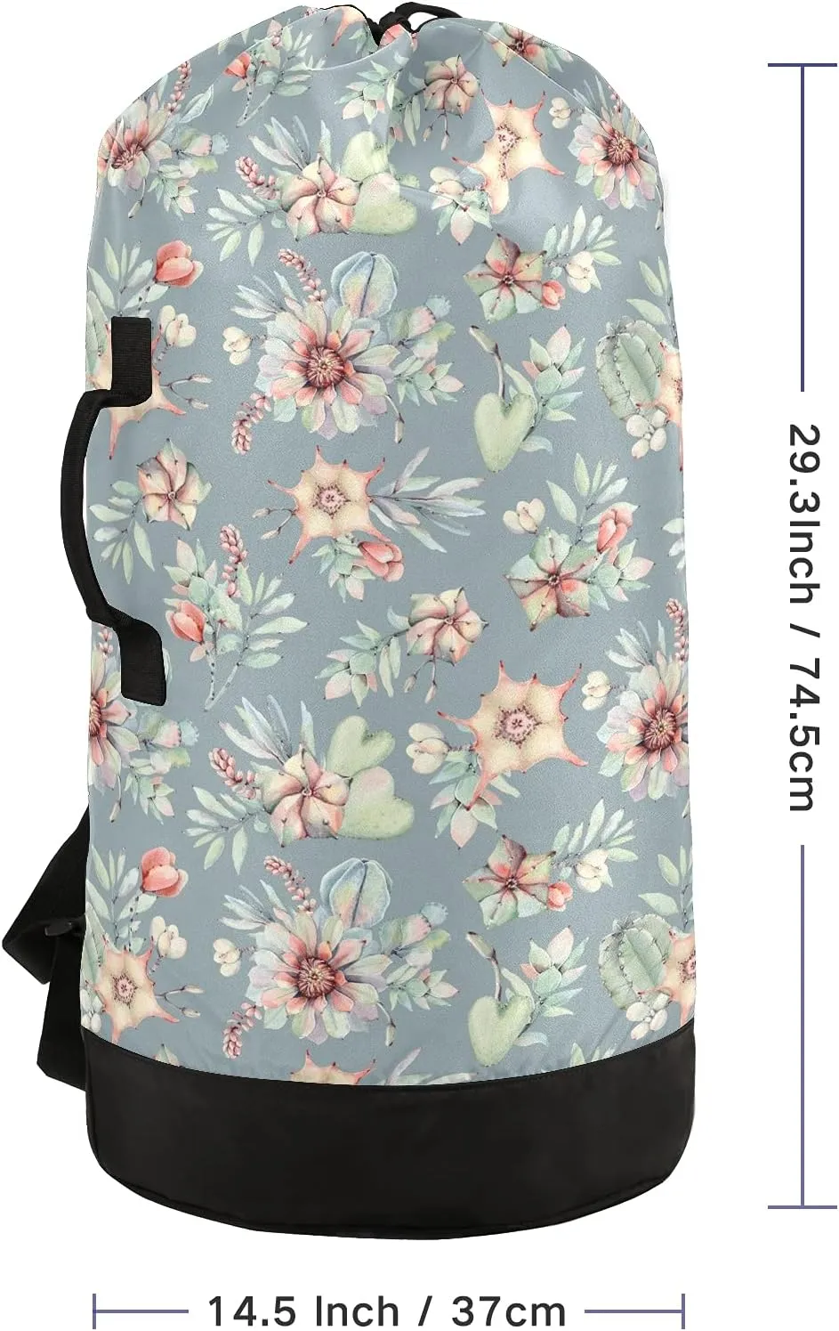 ALAZA Succulents Cactus Flower Laundry Bag Backpack Clothes Hamper Bag with Adjustable Shoulder Straps Drawstring Closure for Home Apartment College Dorm Travel