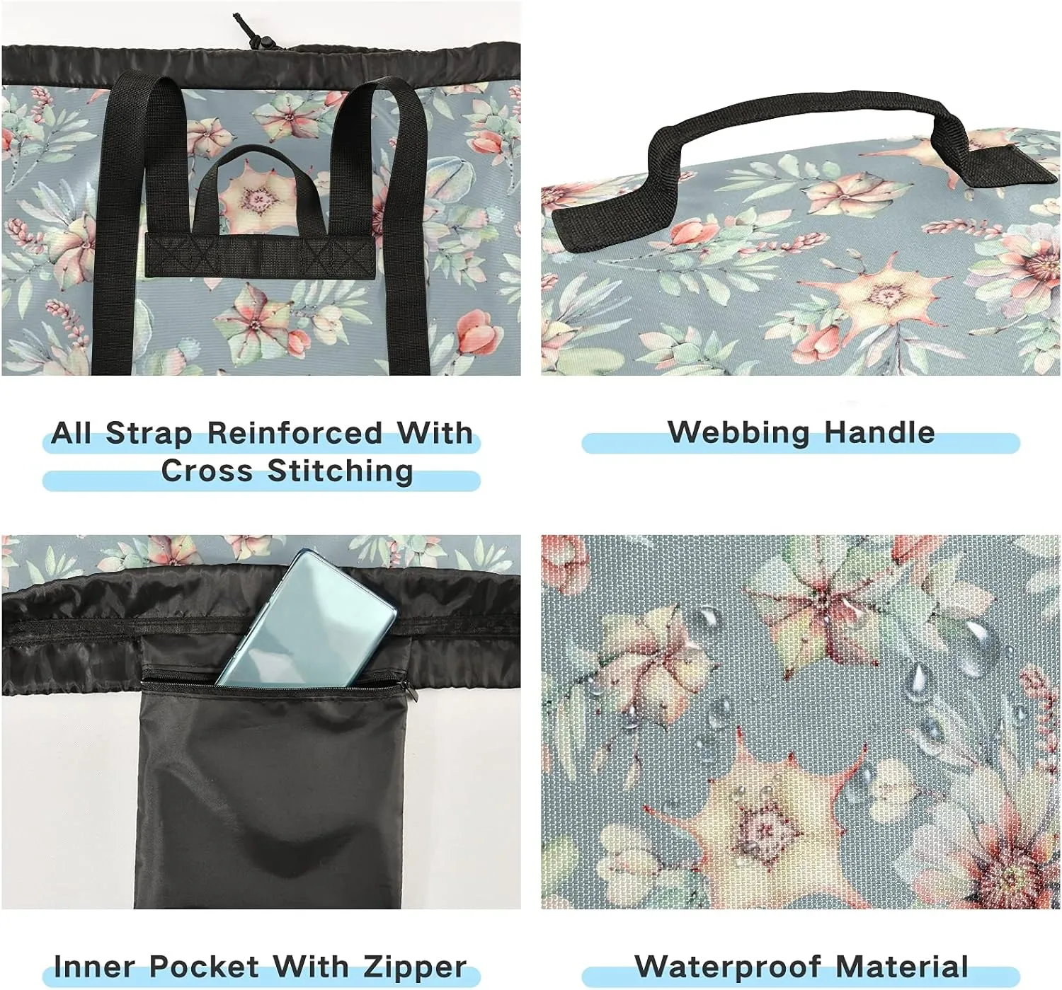 ALAZA Succulents Cactus Flower Laundry Bag Backpack Clothes Hamper Bag with Adjustable Shoulder Straps Drawstring Closure for Home Apartment College Dorm Travel