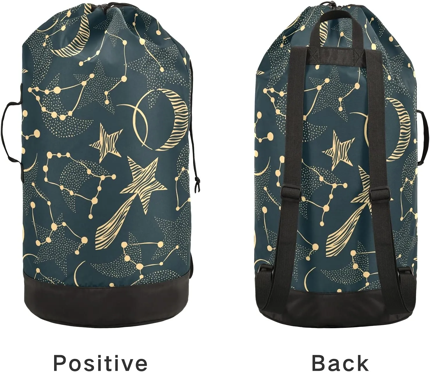 ALAZA Zodiac Sign Moon Star Laundry Bag Backpack Clothes Hamper Bag with Adjustable Shoulder Straps Drawstring Closure for Home Apartment College Dorm Travel