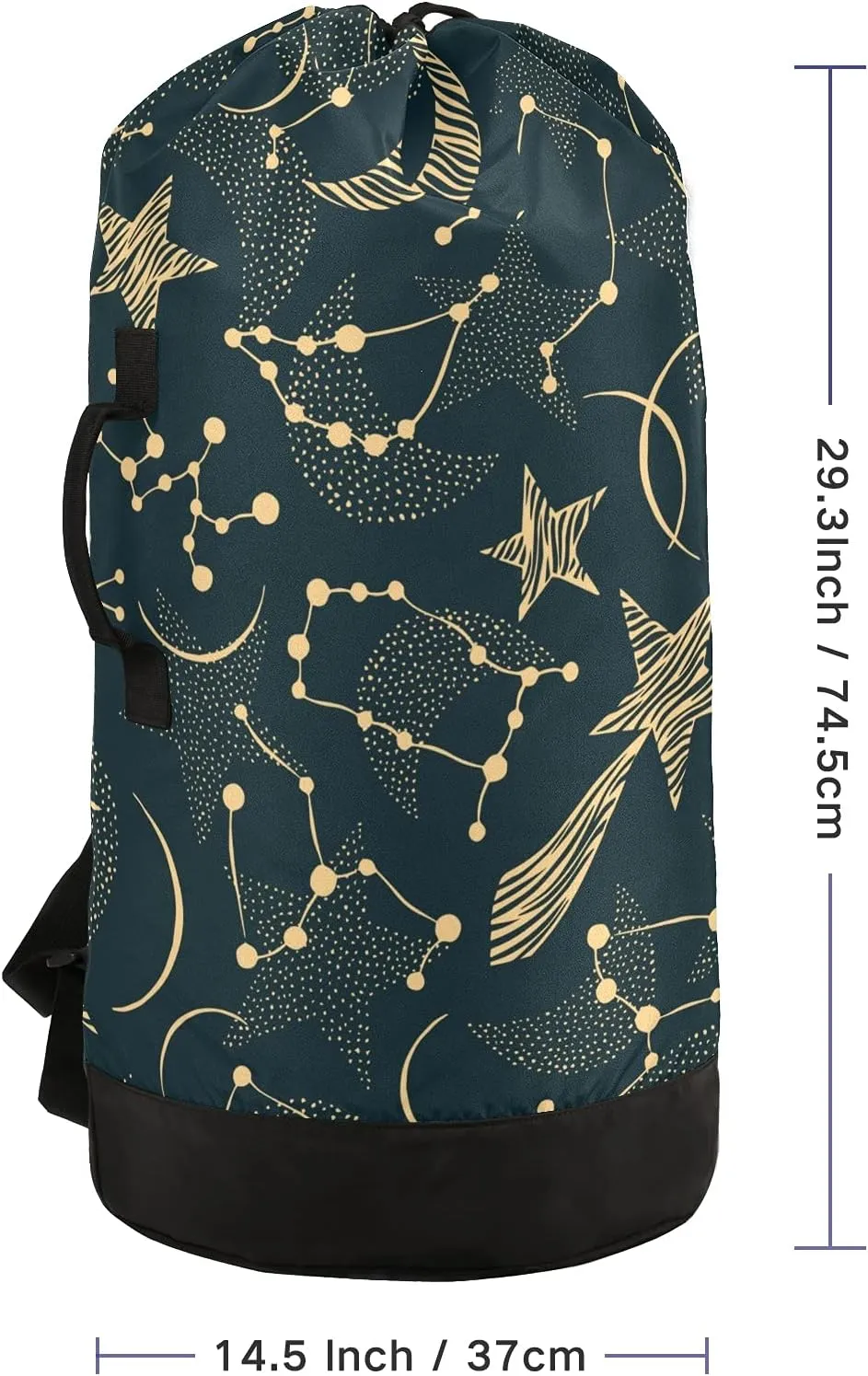 ALAZA Zodiac Sign Moon Star Laundry Bag Backpack Clothes Hamper Bag with Adjustable Shoulder Straps Drawstring Closure for Home Apartment College Dorm Travel