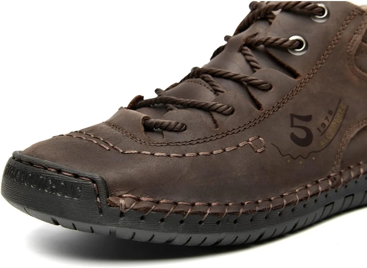 alcubieree Mens Casual Leather Shoes Ankle Chukka Boots Slip On Lightweight Loafers Mid top Walking Driving Shoes for Male