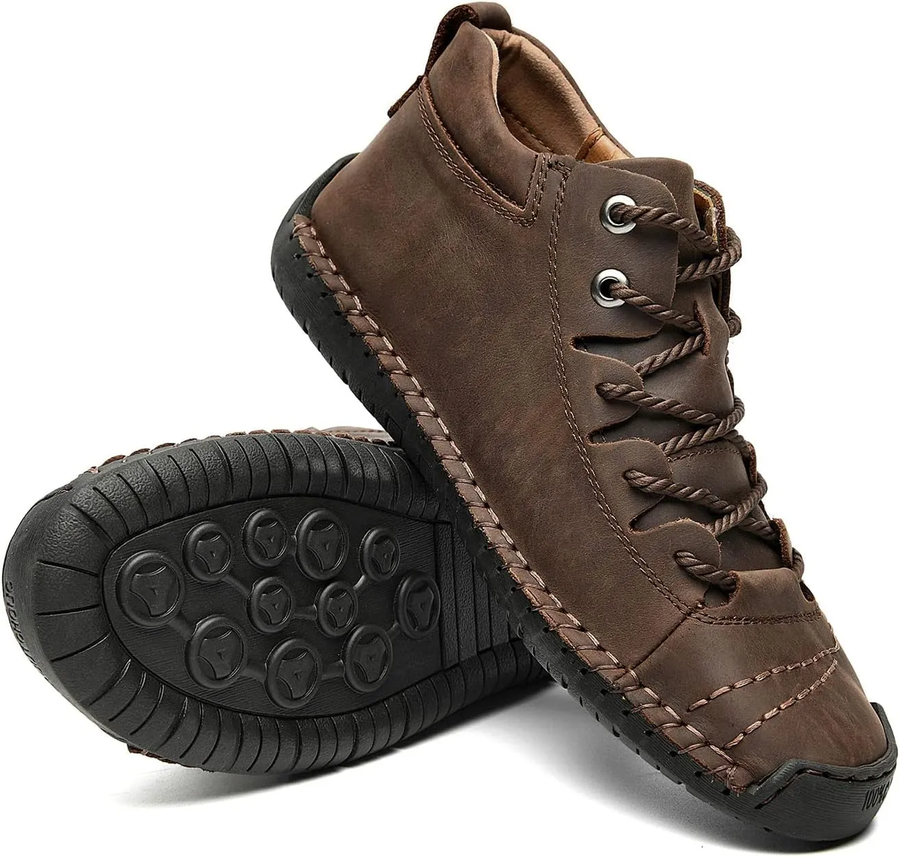 alcubieree Mens Casual Leather Shoes Ankle Chukka Boots Slip On Lightweight Loafers Mid top Walking Driving Shoes for Male