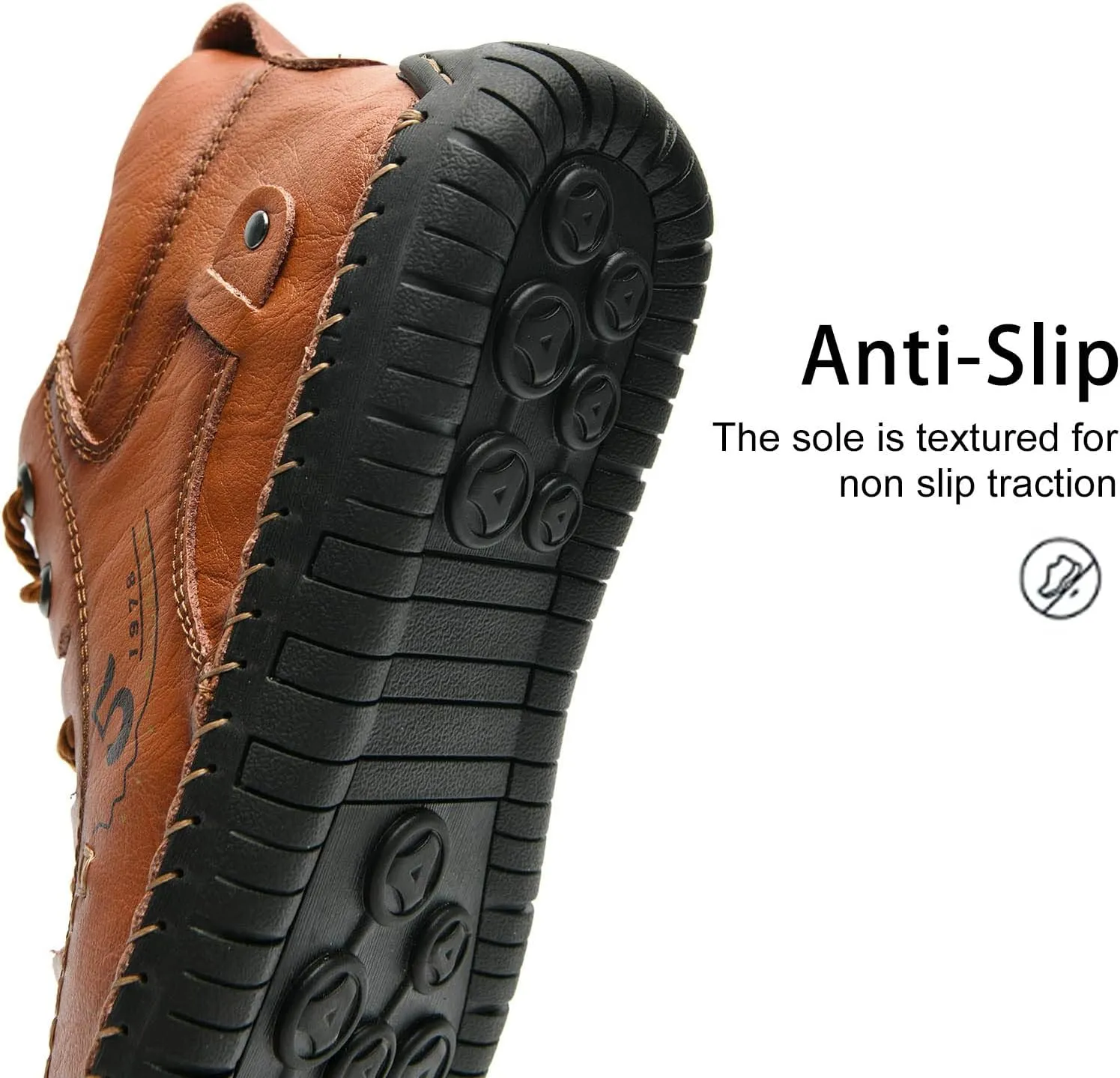 alcubieree Mens Casual Leather Shoes Ankle Chukka Boots Slip On Lightweight Loafers Mid top Walking Driving Shoes for Male