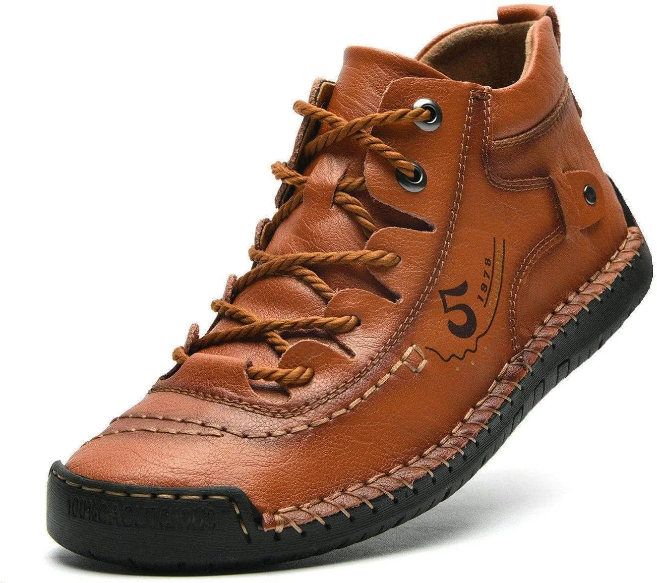 alcubieree Mens Casual Leather Shoes Ankle Chukka Boots Slip On Lightweight Loafers Mid top Walking Driving Shoes for Male