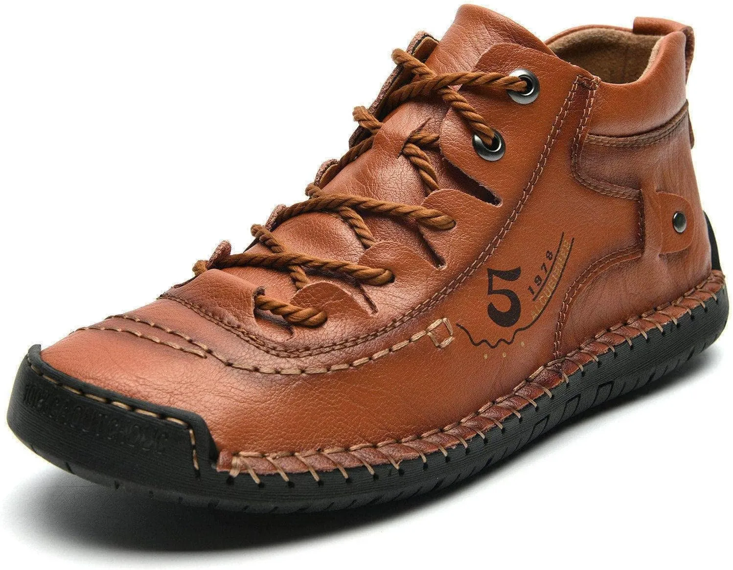 alcubieree Mens Casual Leather Shoes Ankle Chukka Boots Slip On Lightweight Loafers Mid top Walking Driving Shoes for Male