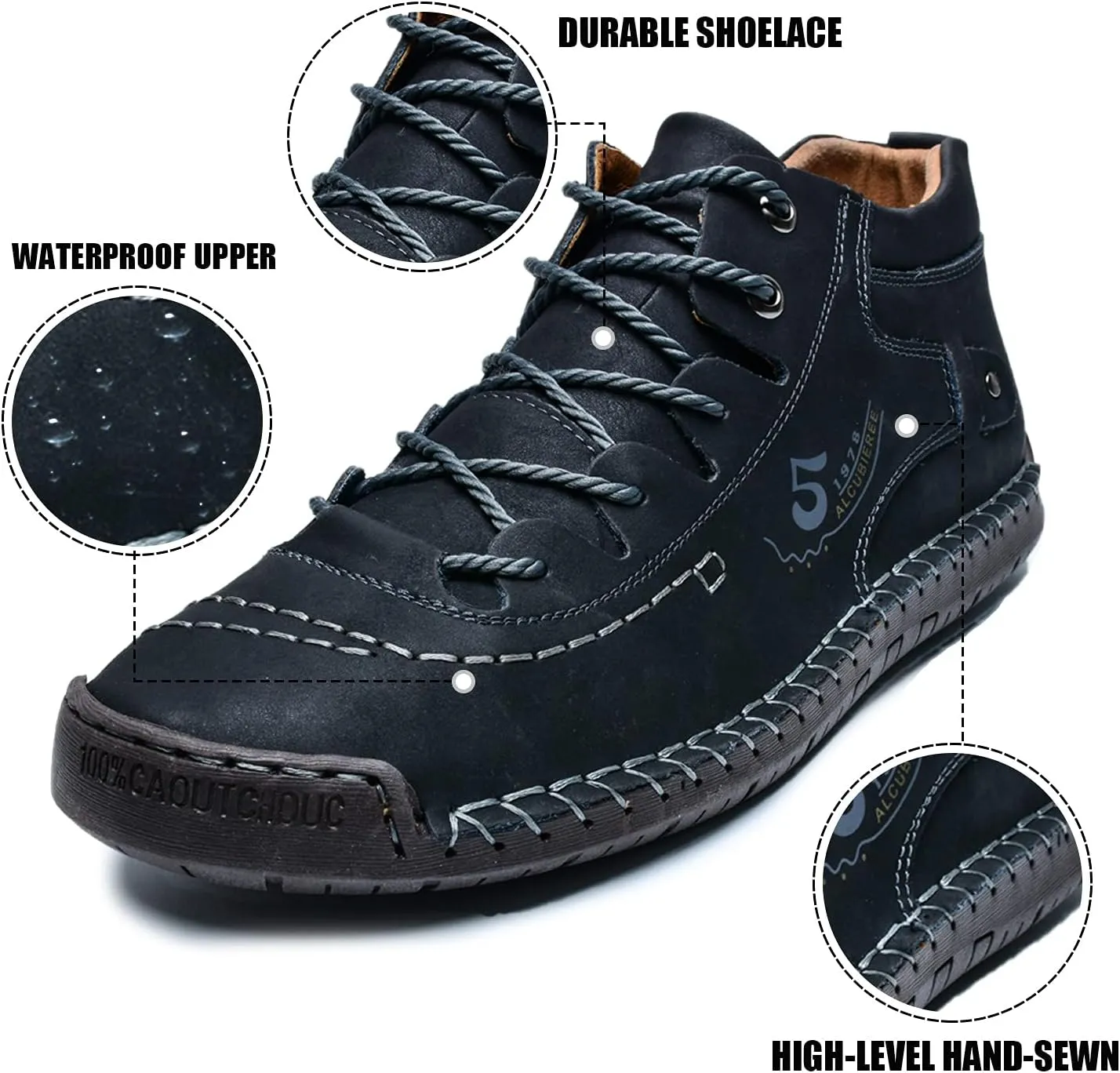 alcubieree Mens Casual Leather Shoes Ankle Chukka Boots Slip On Lightweight Loafers Mid top Walking Driving Shoes for Male