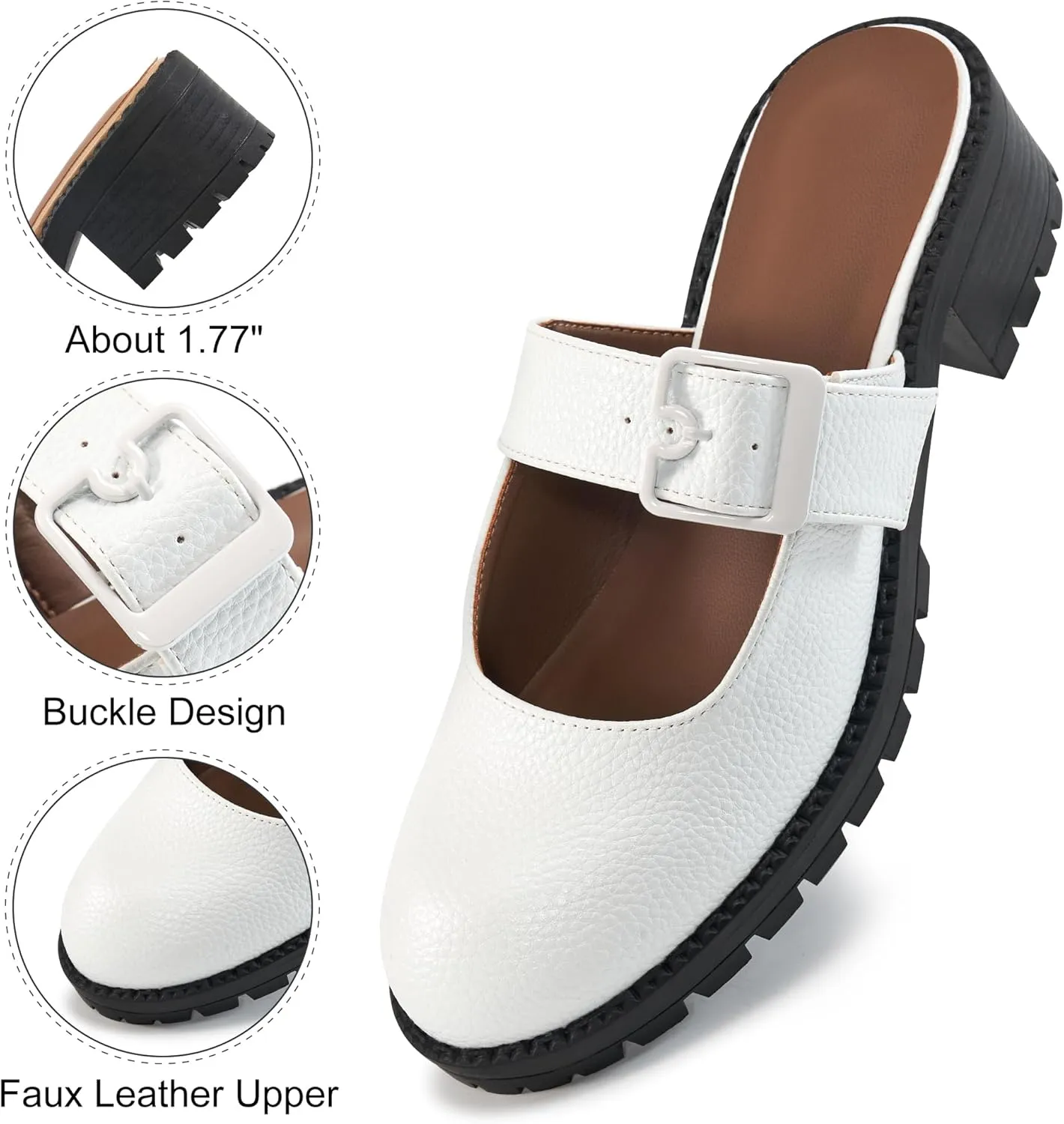 Alicegana Mules for Women Dressy Clogs: Comfort Platform Chunky Backless Mules Slip On Work Casual Loafers Slides Shoes