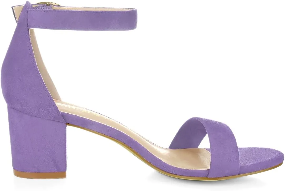 Allegra K Women's Open Toe Block Heel Ankle Strap Sandals