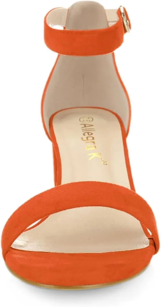 Allegra K Women's Open Toe Block Heel Ankle Strap Sandals