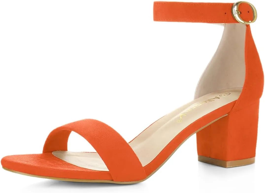 Allegra K Women's Open Toe Block Heel Ankle Strap Sandals