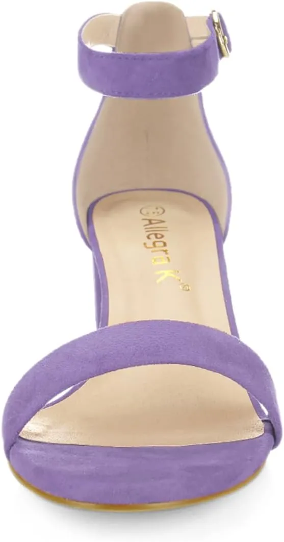 Allegra K Women's Open Toe Block Heel Ankle Strap Sandals