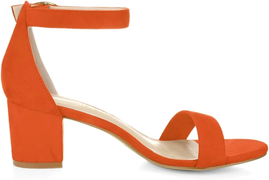 Allegra K Women's Open Toe Block Heel Ankle Strap Sandals
