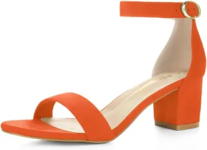 Allegra K Women's Open Toe Block Heel Ankle Strap Sandals