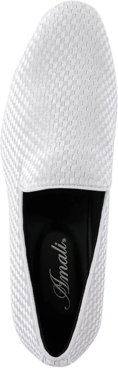 Amali Fishman Men’s Dress Shoes Plush Velvet with a Quilted Design Slip-on Driver Shoes for Men Velvet Loafers The Original Smoking Men Tuxedo Slipper Shoes