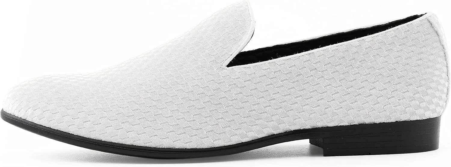 Amali Fishman Men’s Dress Shoes Plush Velvet with a Quilted Design Slip-on Driver Shoes for Men Velvet Loafers The Original Smoking Men Tuxedo Slipper Shoes