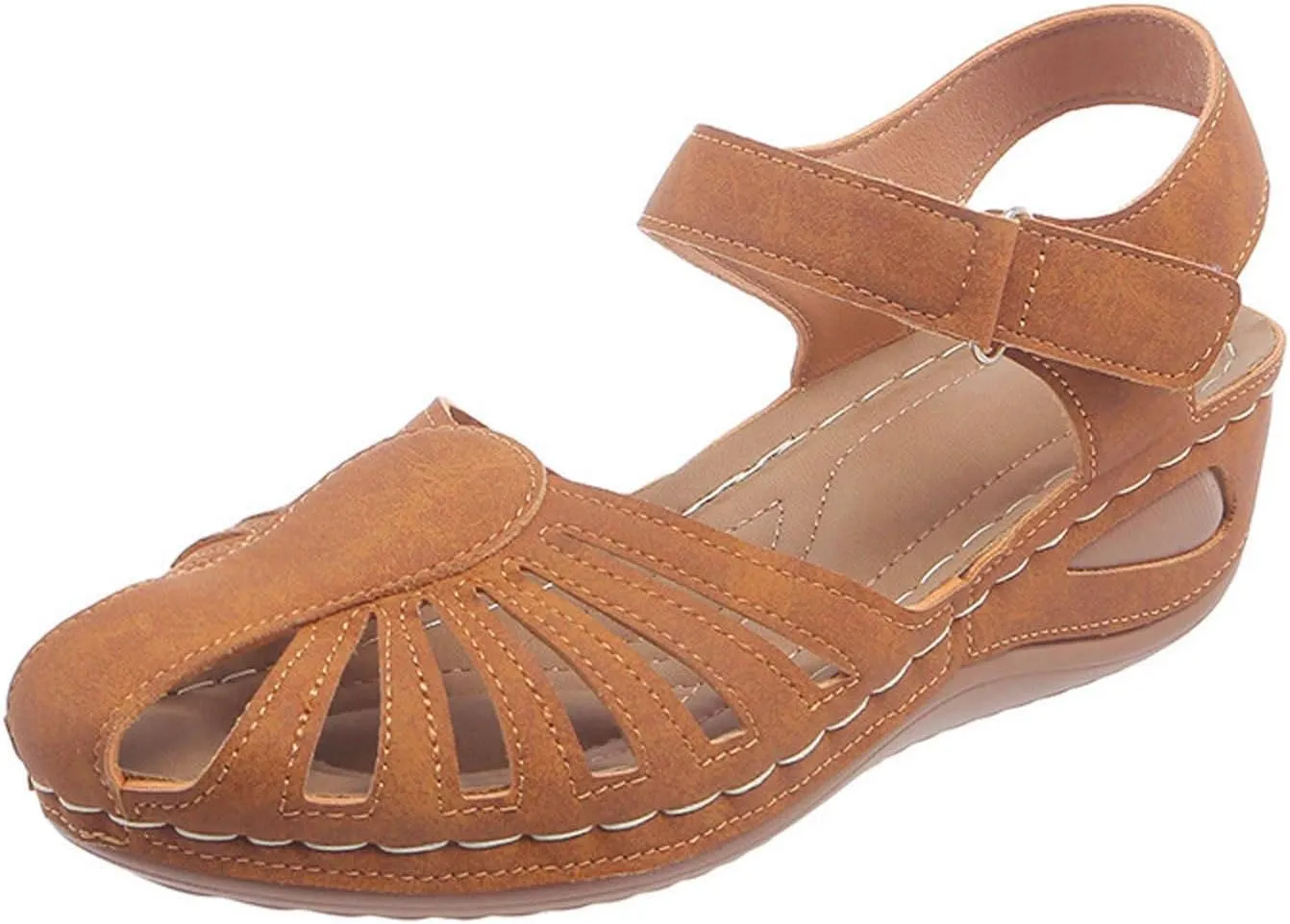 AMDBEL Orthopedic Sandals for Women,Sandals for Women Dressy Summer Closed Toe Breathable Sandals with Arch Support Shoes