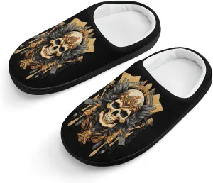 Ancient Art Skull Kids Slippers for Girls Boys Winter Warm Plush Slip On House Slippers for Indoor Outdoor