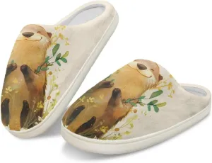 Animal Print Plush Slipper for Women Warm Furry Indoor Slipper Winter Cozy Cotton Flannel Non-Slip for House Outdoor Ladies Slipper US 4-12