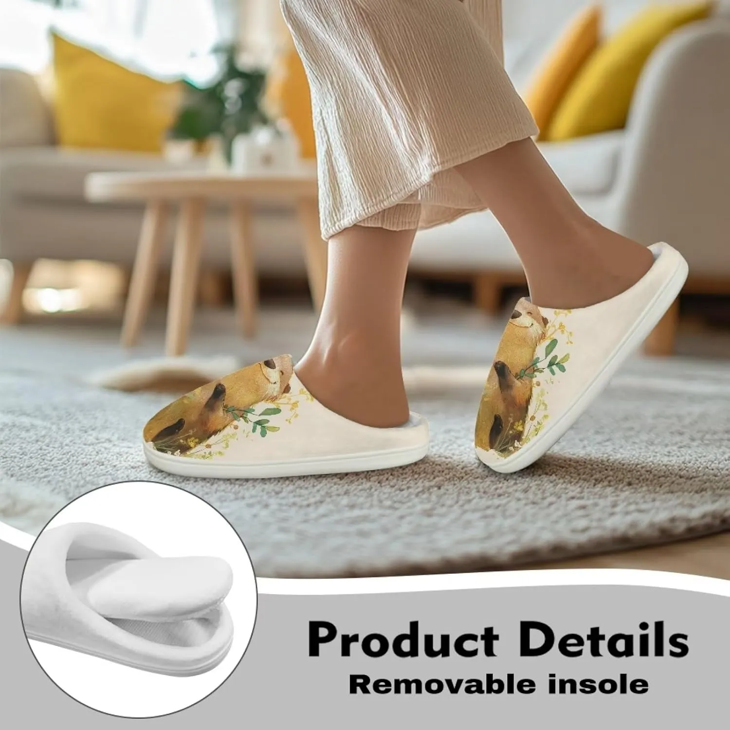 Animal Print Plush Slipper for Women Warm Furry Indoor Slipper Winter Cozy Cotton Flannel Non-Slip for House Outdoor Ladies Slipper US 4-12