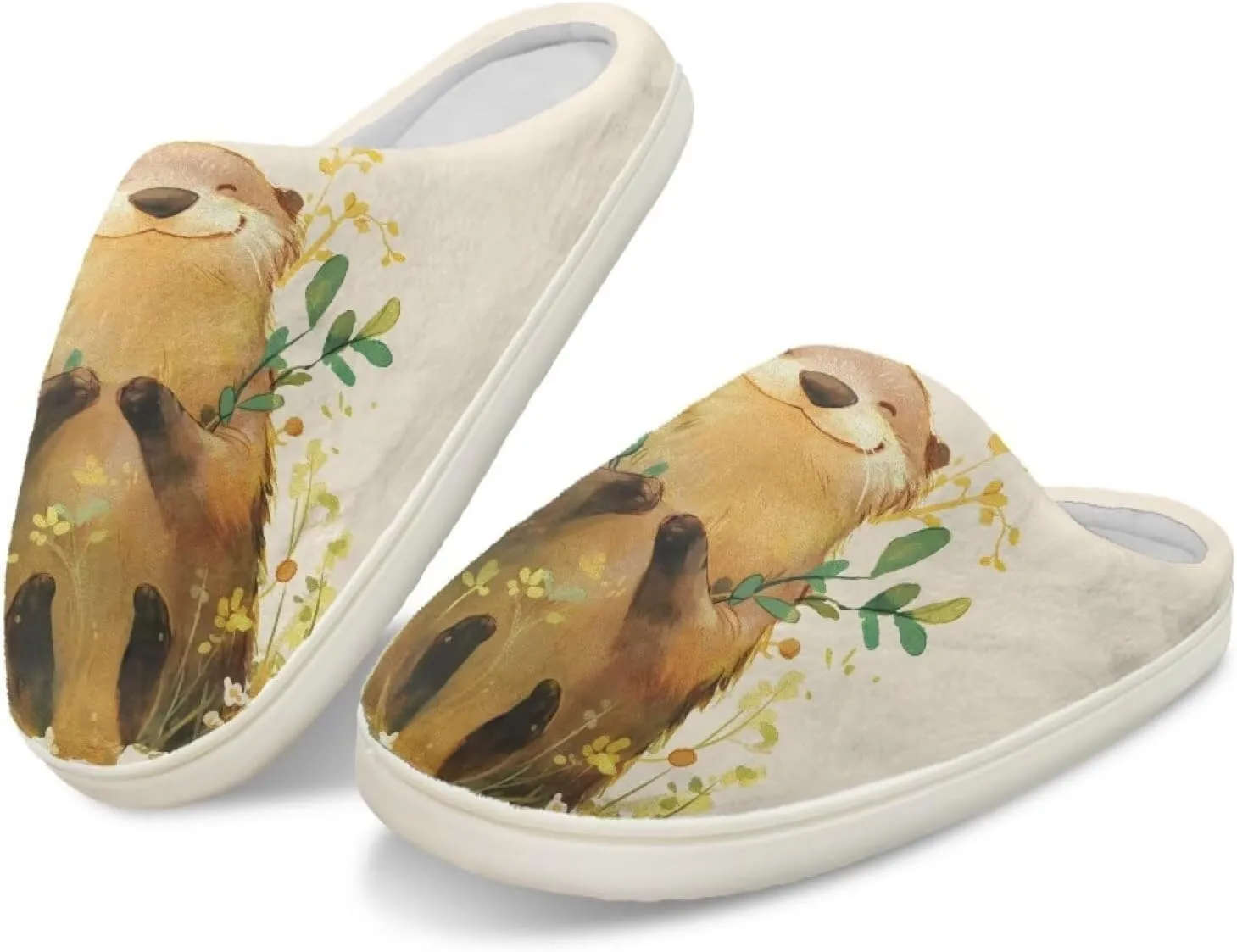 Animal Print Plush Slipper for Women Warm Furry Indoor Slipper Winter Cozy Cotton Flannel Non-Slip for House Outdoor Ladies Slipper US 4-12