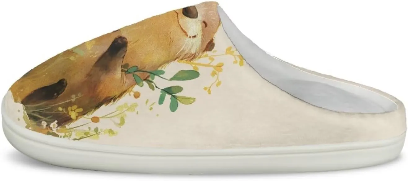 Animal Print Plush Slipper for Women Warm Furry Indoor Slipper Winter Cozy Cotton Flannel Non-Slip for House Outdoor Ladies Slipper US 4-12