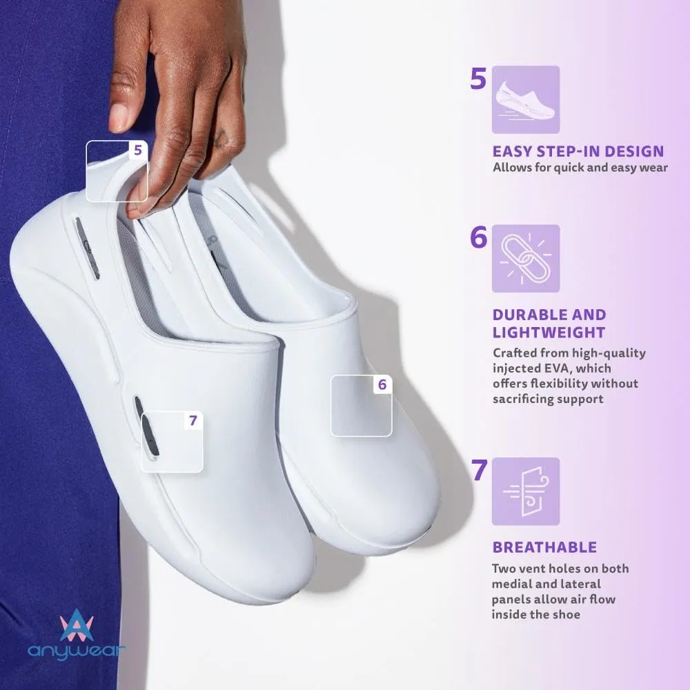 Anywear Streak Non-Slip Work Shoes for Men and Women - Lightweight Oil- and Water-Resistant Work and Nursing Shoes with Exceptional EVA Cushioning