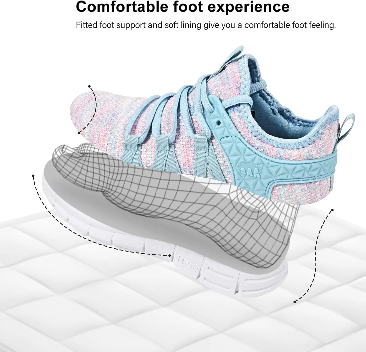 AOE Womens Fashion Walking Running Shoes Ultra Lightweight Breathable Mesh Tennis Shoes Non Slip Athletic Workout Gym Sneakers