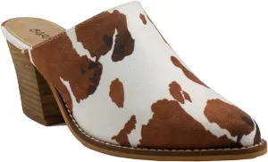 ARiderGirl Womens Sissy Stacked Heel Snake and Cow Print Pointed Toe Slip-on Mule