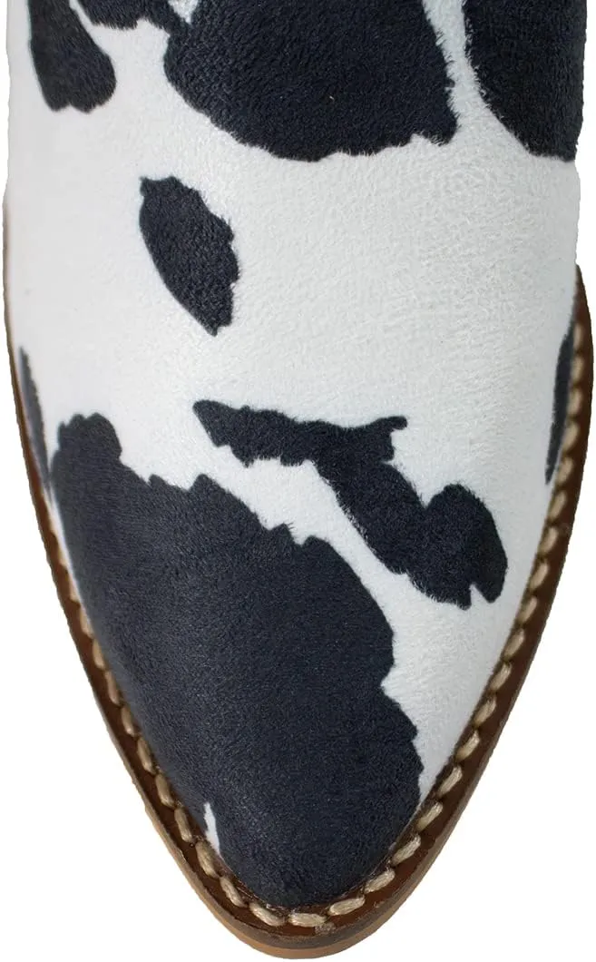 ARiderGirl Womens Sissy Stacked Heel Snake and Cow Print Pointed Toe Slip-on Mule