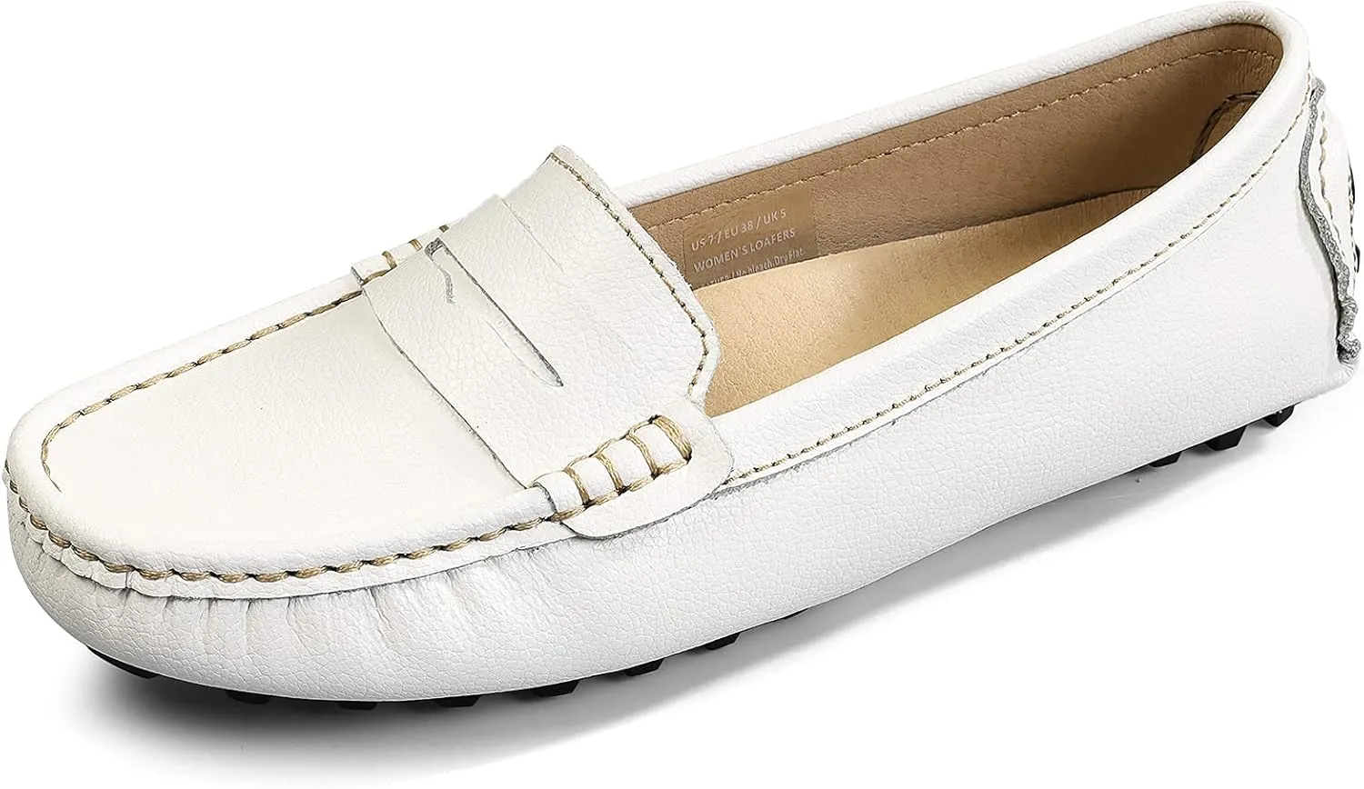 Artisure Women's Classic Comfort Leather Penny Loafers Casual Slip-Ons Lightweight Walking Flats Driving Mocs Boat Shoes