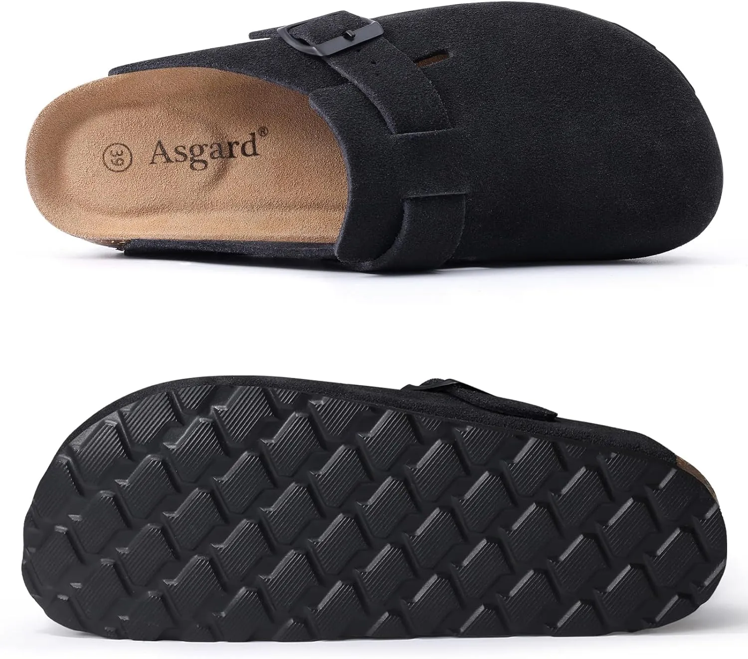 Asgard Suede Clogs Mules Potato Shoes with Comfort Cork Footbed - Wide Feet Please Half Size UP
